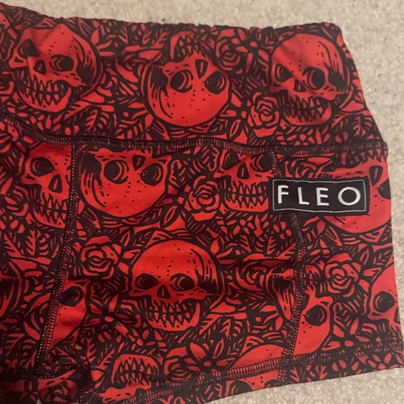 Fleo Red and Black Skull Pattern Athletic Shorts - Picture 9 of 9